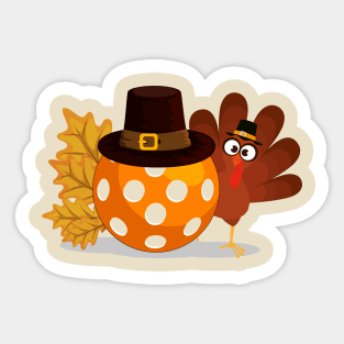 Thanksgiving Pickleball Funny Pickleball Turkey Thanksgiving Sticker